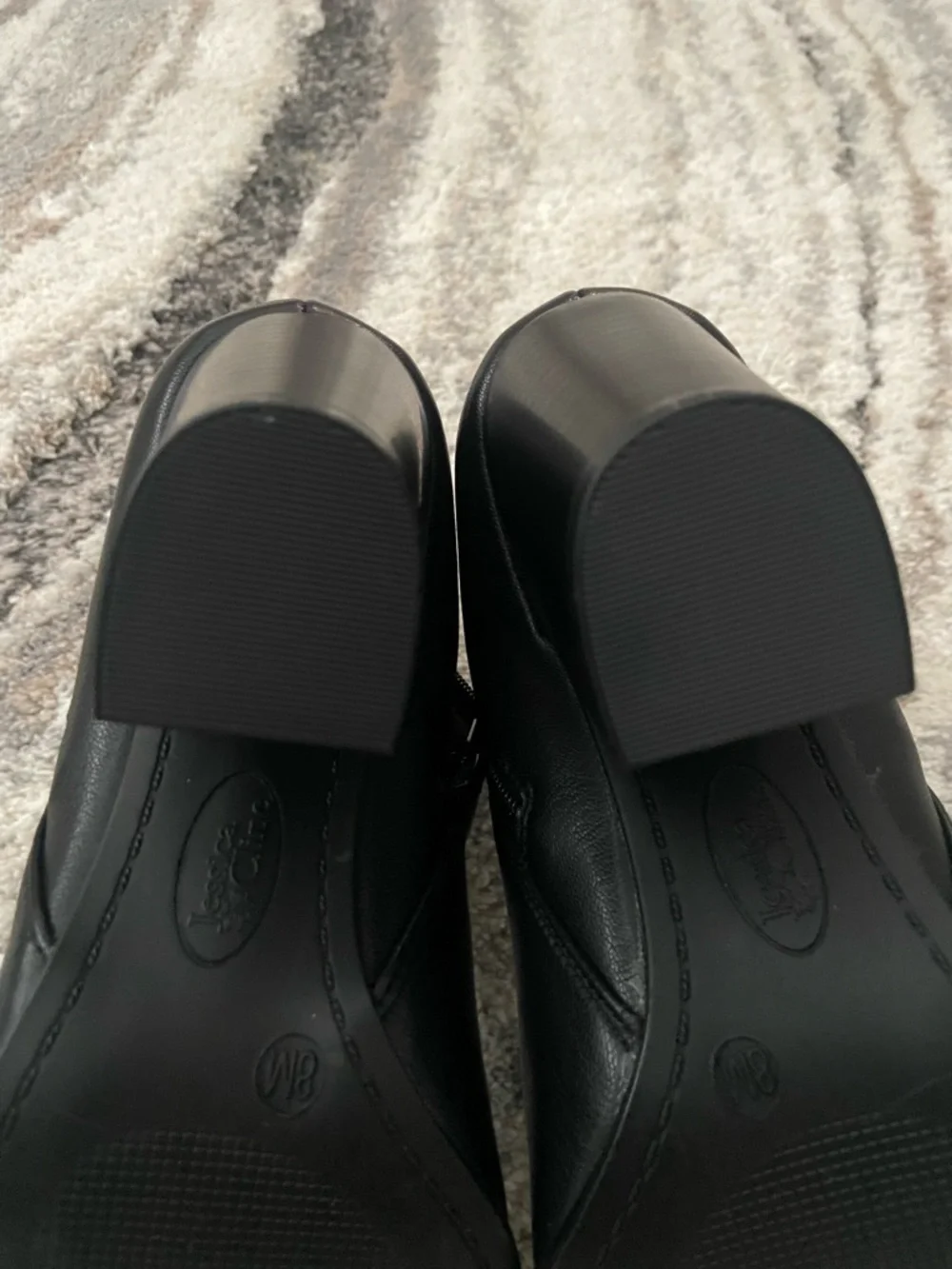 Classic Black Ankle Booties with Gold Zip Accent - Picture 10 of 12